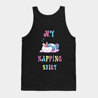 napping shirt for girls wtih cute sleeping unicorn Tank Top